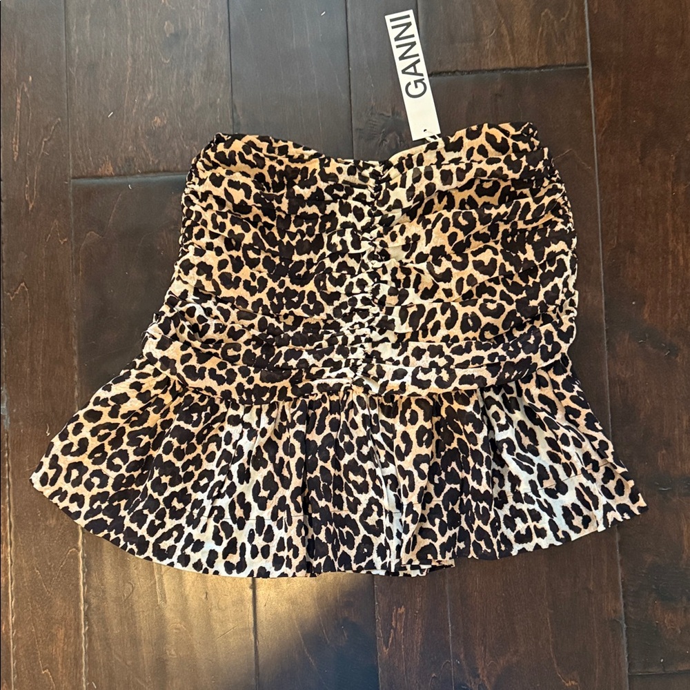 Ganni Leopard Print Mini Skirt